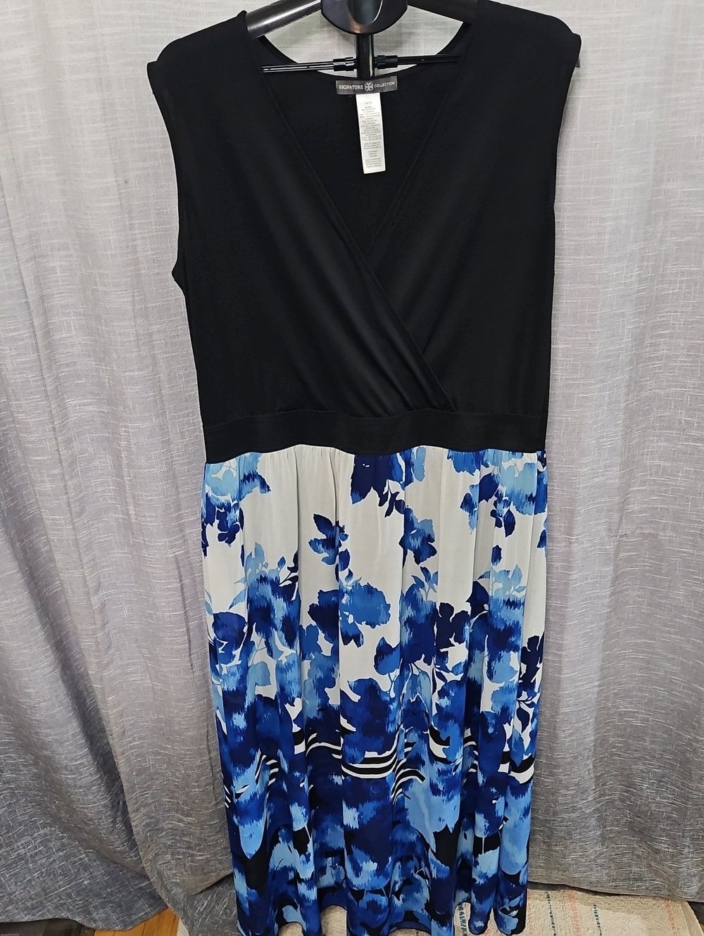 Signature Collection Sleeveless Faux-Wrap Floral Maxi Dress
